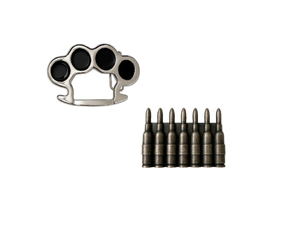2er Set Gürtel Beltschnalle Schlagring & Patronen Schnalle Gürtel Gürtelschließe