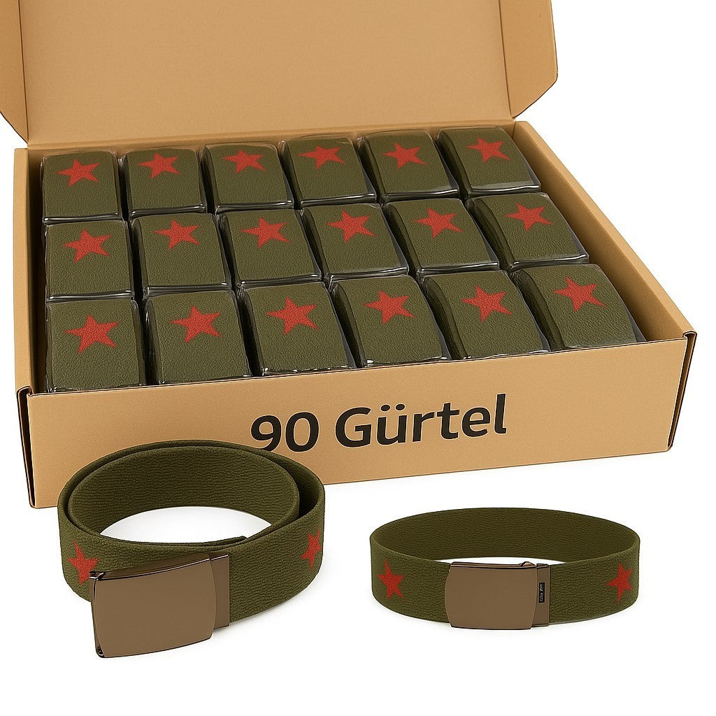 Aktion 90x Gürtel Olivgrün Pinke Sterne Hüftgürtel Jeansgürtel Großhandel