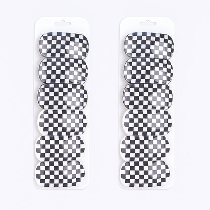 12er Set Haarspangen Kariert Schwarz/Weiß Retro Karo Rockabilly Accessoires Mode