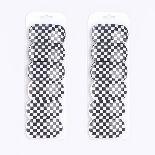 12er Set Haarspangen Kariert Schwarz/Weiß Retro Karo Rockabilly Accessoires Mode