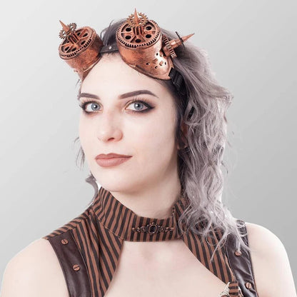 Steampunk Brille mit Zahnrädern u. Spitzen in Bronze Brillen Gothic Punk Cosplay