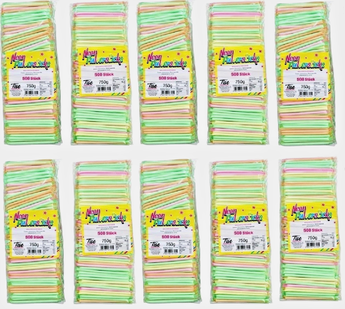 5000 Neon Pulversticks Bunte Schleckpulverstangen Fasching Karneval Wurfartikel