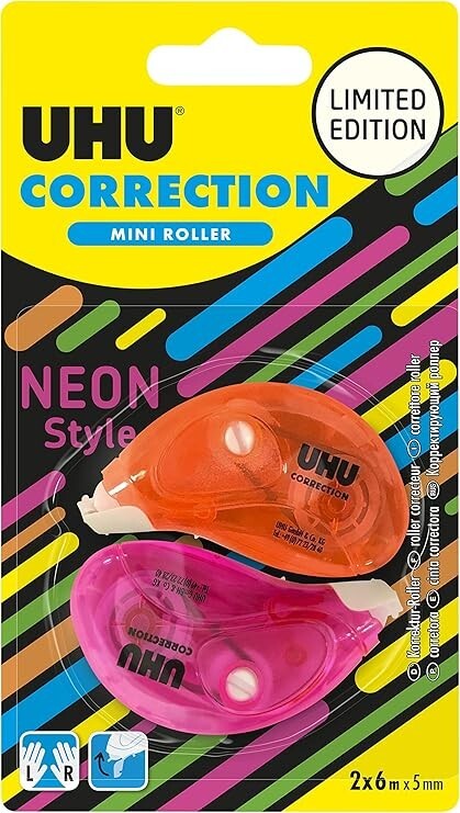 UHU Correction Mini Roller Limited Edition Neon Style 2x 6m x 5mm Korrekturmaus