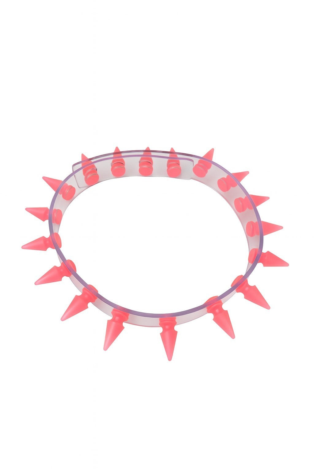Halsband Transparent mit Pinken Spikes Nieten Choker Punk Rock Gothic Festival