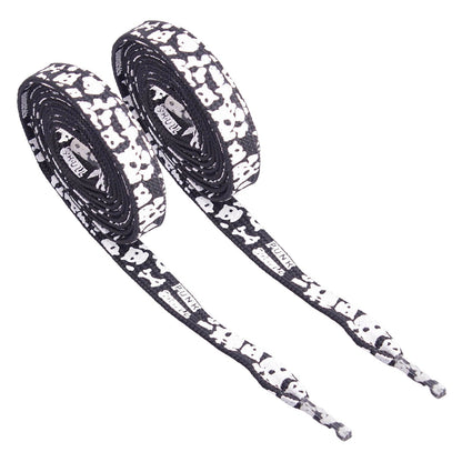 5 Paar Schnürsenkel Schwarz/Weiß Skull Punk Flachsenkel Senkel Sportschuhe 115cm