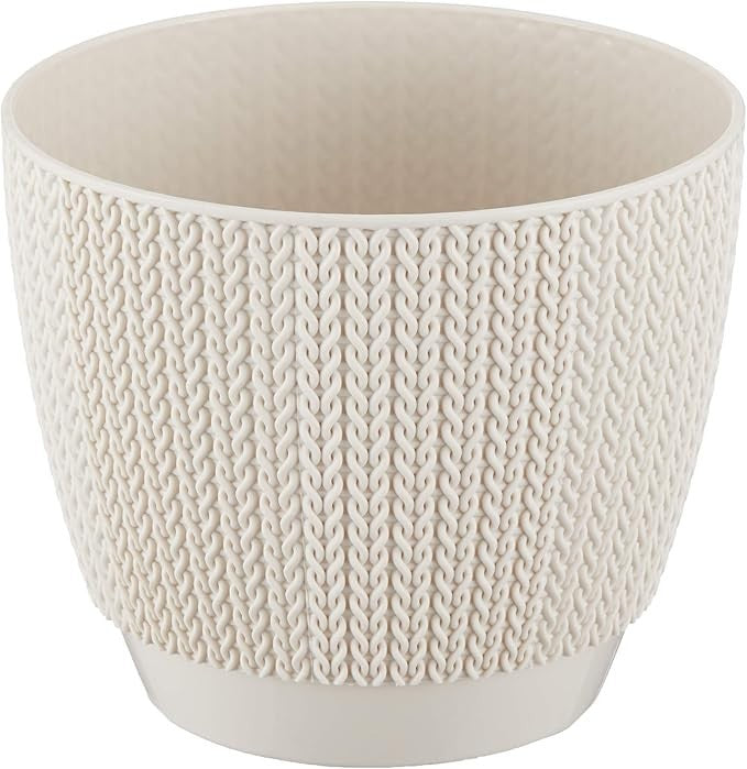 5x Blumentöpfe Altweiß Ø 21,6 x 19,2 cm - 5 L Pflanztopf Übertopf Blumentopf