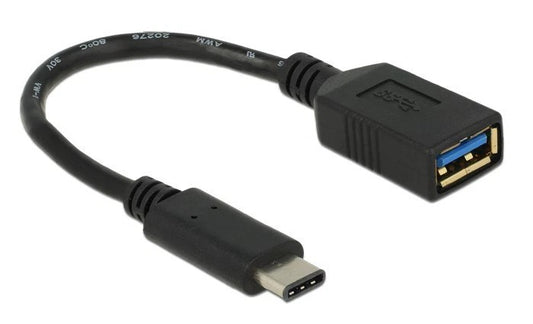 Delock USB 3.1 Gen 1 Adapter 15 cm schwarz USB-A Buchse auf USB-C Stecker Kabel