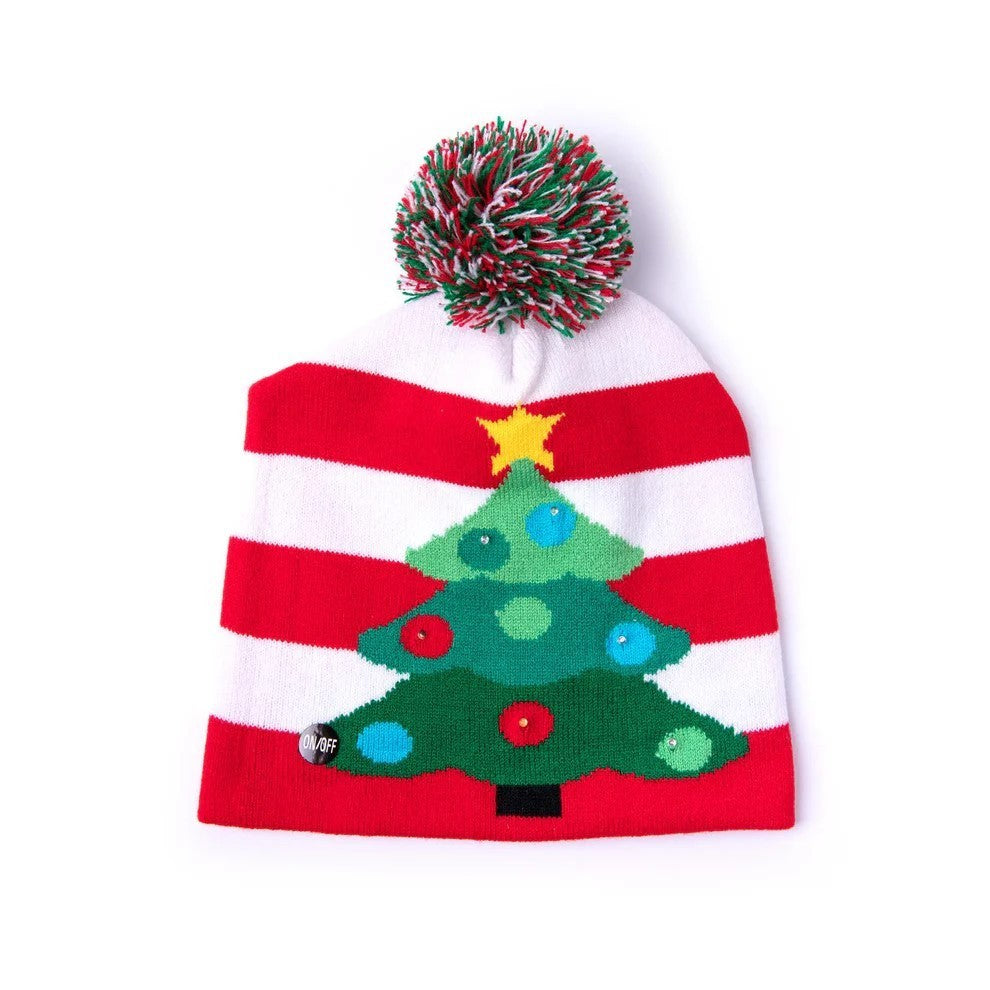 2er Set LED Mütze Lebkuchen & Tanne Weihnachtsmütze Strickmütze Weihnachten