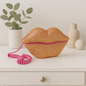 Telefon Mund-Lippen-Design Pink mit Strass Telephone Festnetz Schnurgebunden