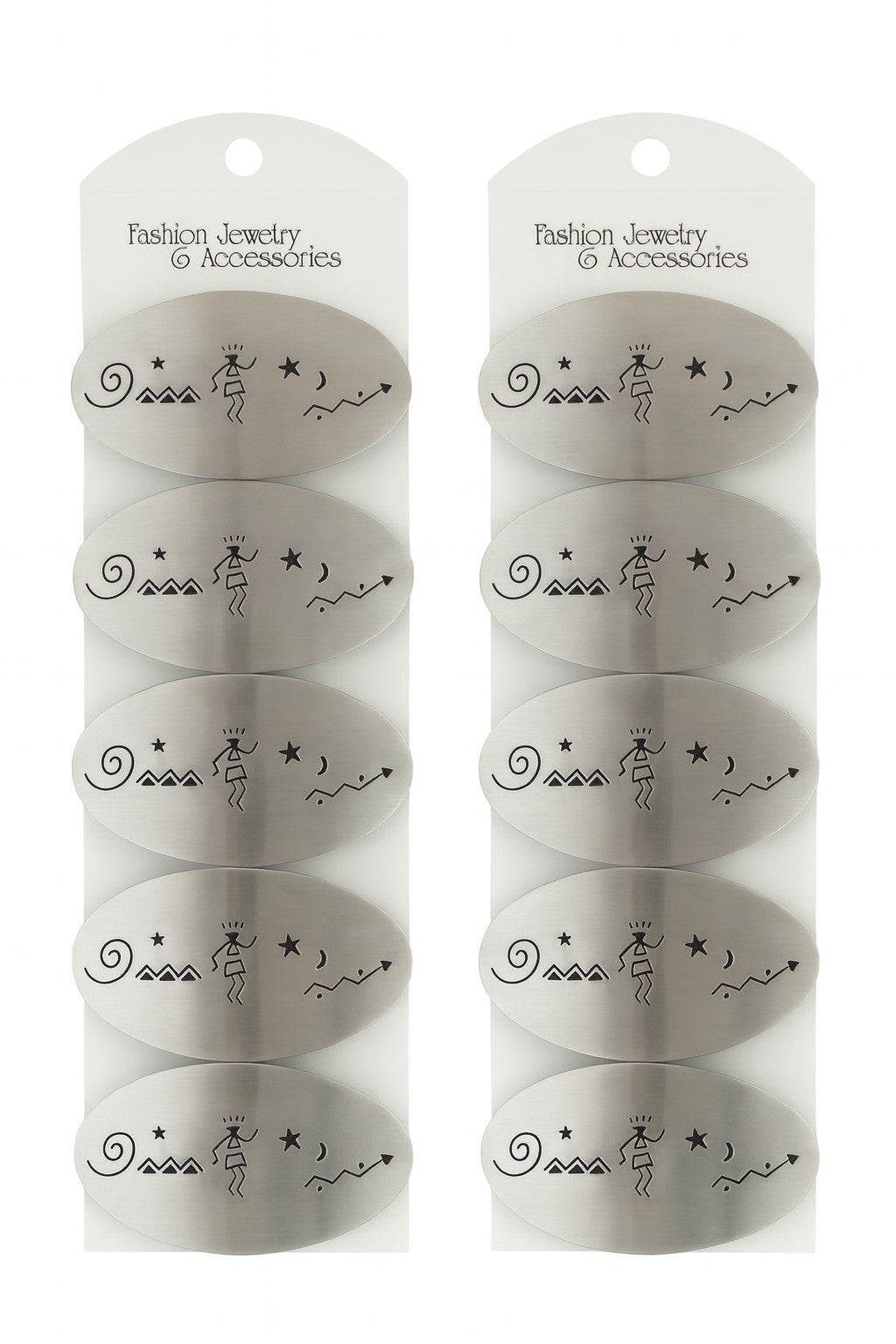 10er Set Haarspangen Silber Oval Strichmännchen Accessoires Damen Haarklammer