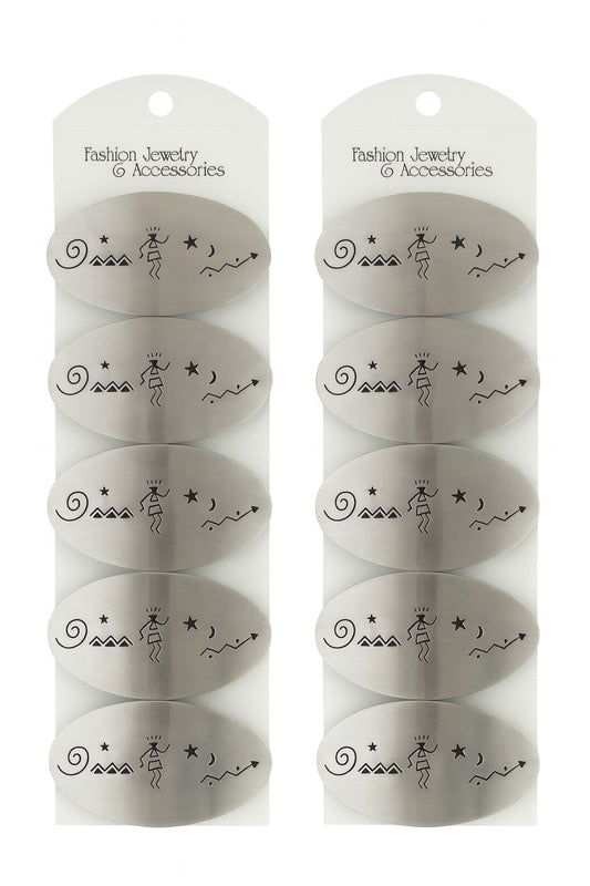 10er Set Haarspangen Silber Oval Strichmännchen Accessoires Damen Haarklammer
