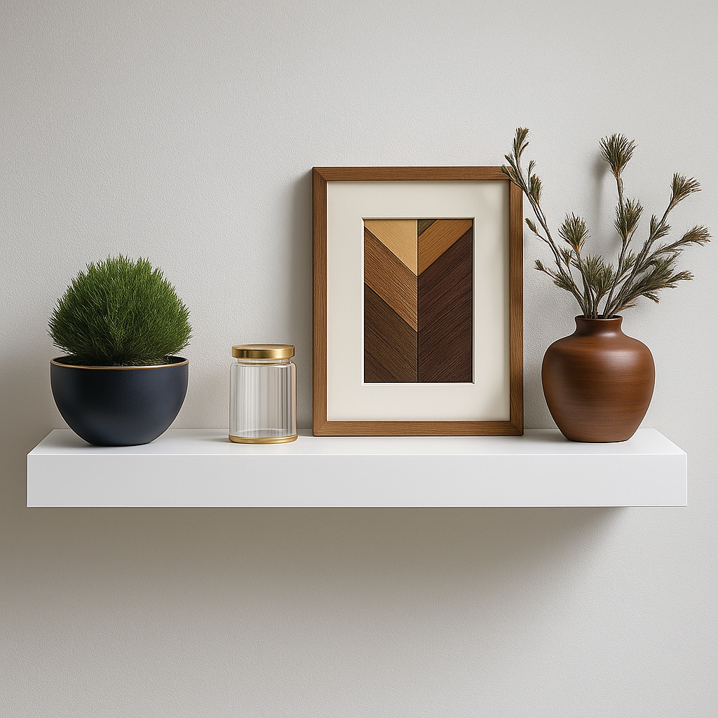 2x Wandregal 60 cm Weiß Hochglanz Schweberegal Wandboard Regal Deko Set modern