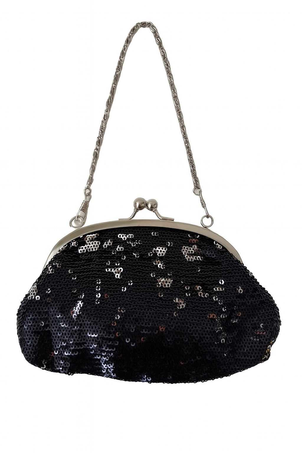 Handtasche Schwarz/Silber mit Pailletten Abendtasche Clutch Elegant Umhängtasche