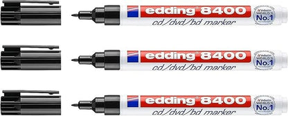 3x Edding 8400 CD DVD BD Marker 0,5-1 mm Schwarz Permanentmarker Rundspitze