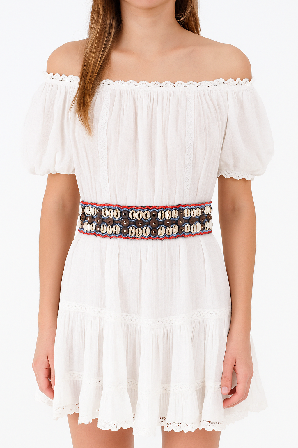 Muschelgürtel Rot/Blau Hüftgürtel Taillengürtel Ibiza Boho Muschel Damengürtel