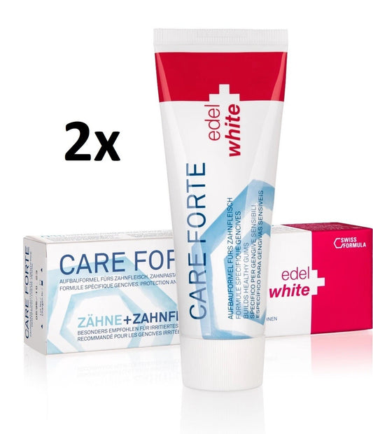 2er Set edel+white Care Forte Zahnpasta je 75ml Zähne Zahnfleisch Kariesschutz