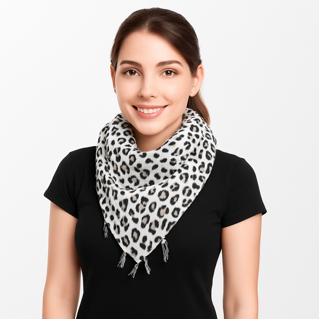 3 Tücher Leoparden Muster Halstuch Retro Vintage Set Schal Boho Animal Print Set