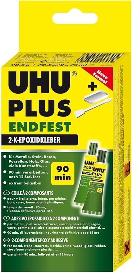 UHU Plus Endfest 2-K Epoxidkleber Endfest 90,5g + 72,5g Epoxidharz Reparatur