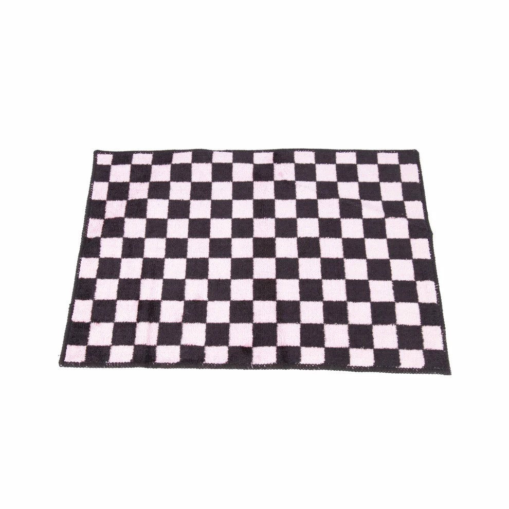 Badematte Schwarz Pink Schachbrett Karo Badteppich Badvorleger Duschvorleger