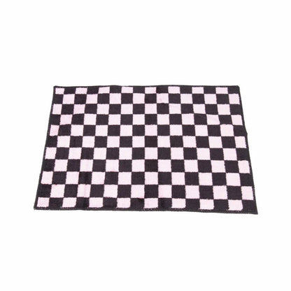 Badematte Schwarz Pink Schachbrett Karo Badteppich Badvorleger Duschvorleger