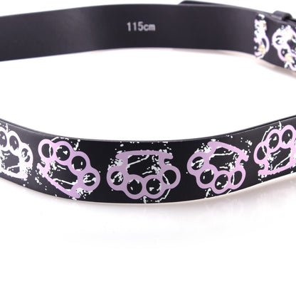 Gürtel Belt Schwarz/Rosa Schlagring Punk Rock Gothic Accessoire Festival Party 115cm
