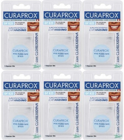 6 x Curaprox Floss Zahnseide 30 m DF825 MIKROFASER EXPANDING Angebot