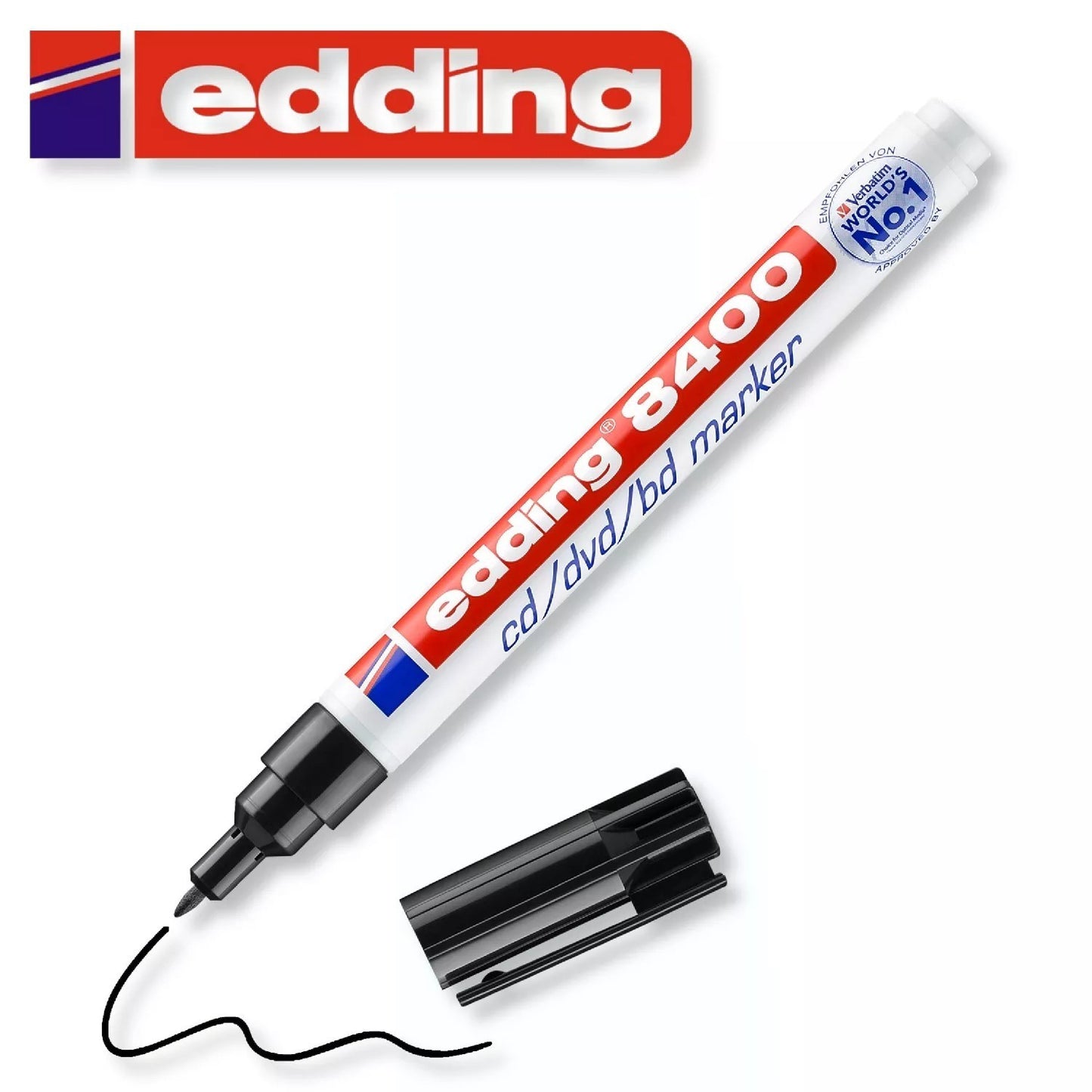 3x Edding 8400 CD DVD BD Marker 0,5-1 mm Schwarz Permanentmarker Rundspitze