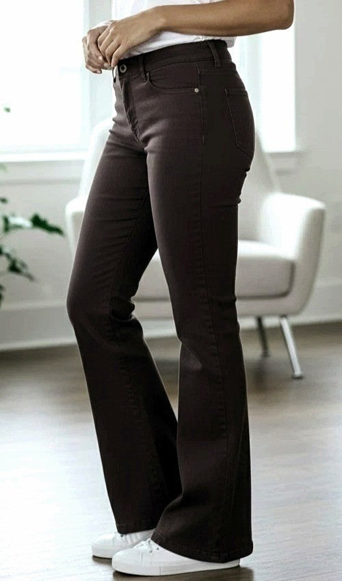 Bootcut Damen Jeans Schlaghose Flared Hüft Hose Black Denim Pants Größe 34-52