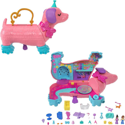 Mattel HKV54 Polly Pocket Hündchenparty Geburtstagsparty Dackel-Party Spielset