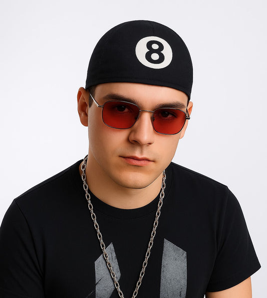 Bandana Kopftuch Schwarz 8-Ball Stirnband Tuch Biker Rocker Unisex Baumwolle