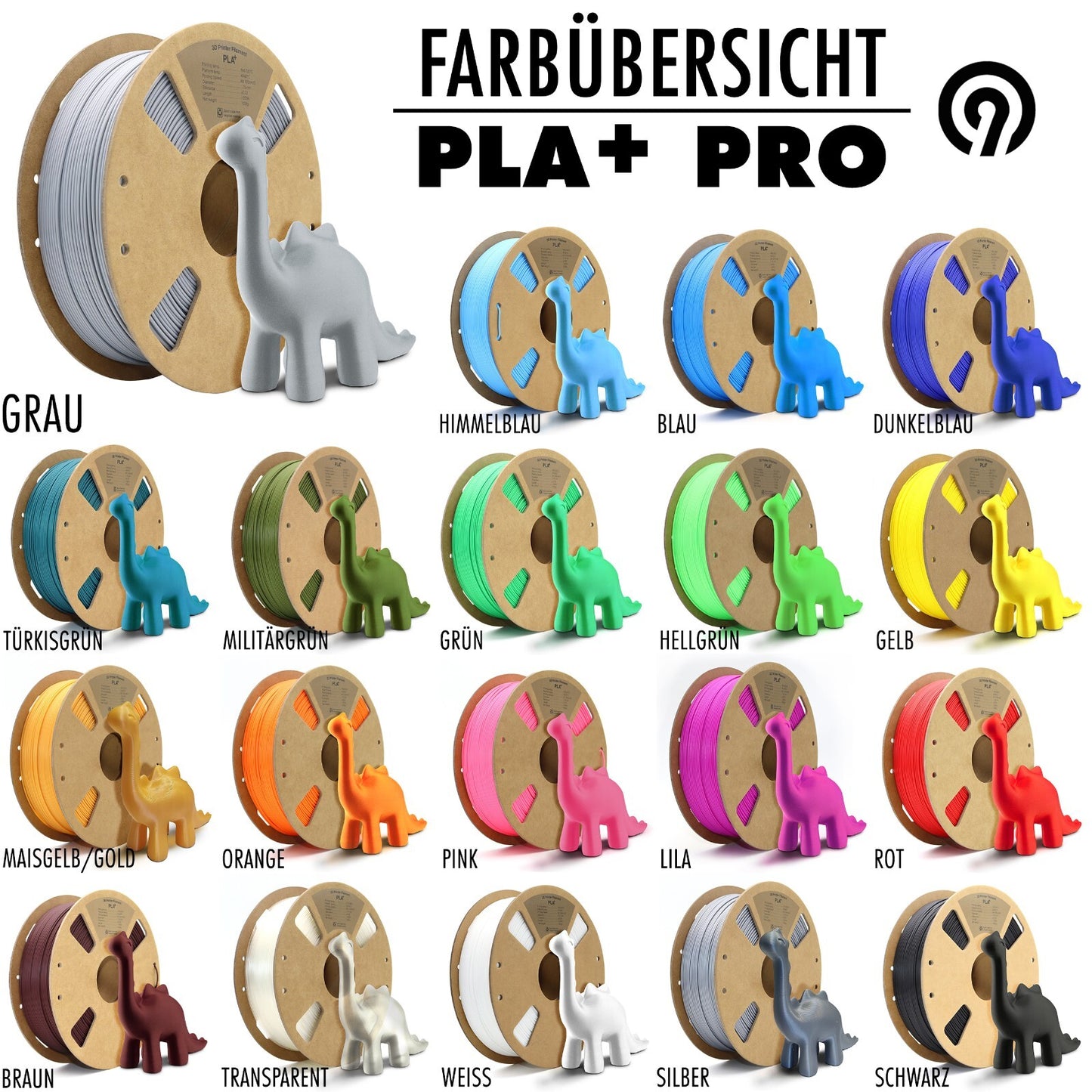 PLA + plus 3D Filament Grau 1kg 1.75 mm PLA Drucker Material pla+ FDM umwelt