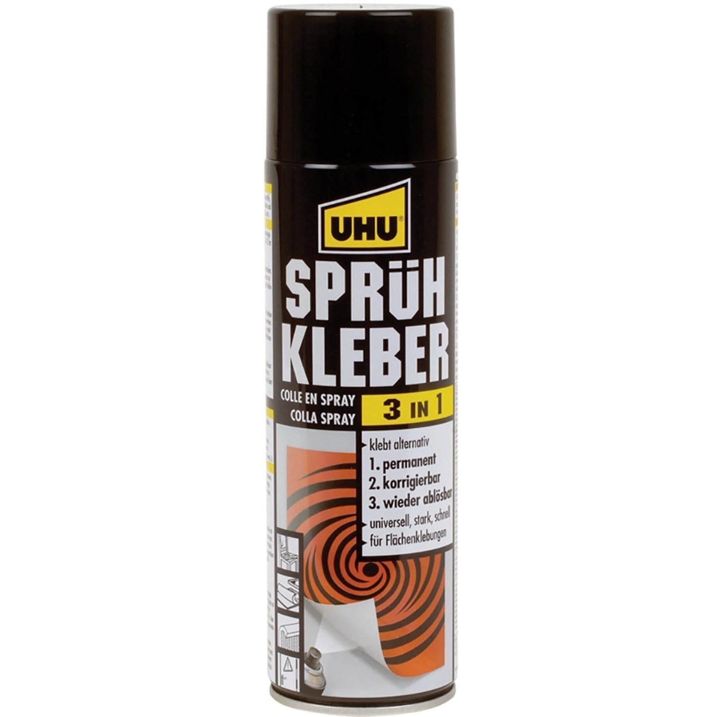 UHU Sprühkleber 500ml 3 in 1  Permanent Kleber korrigierbar ablösbar Universal