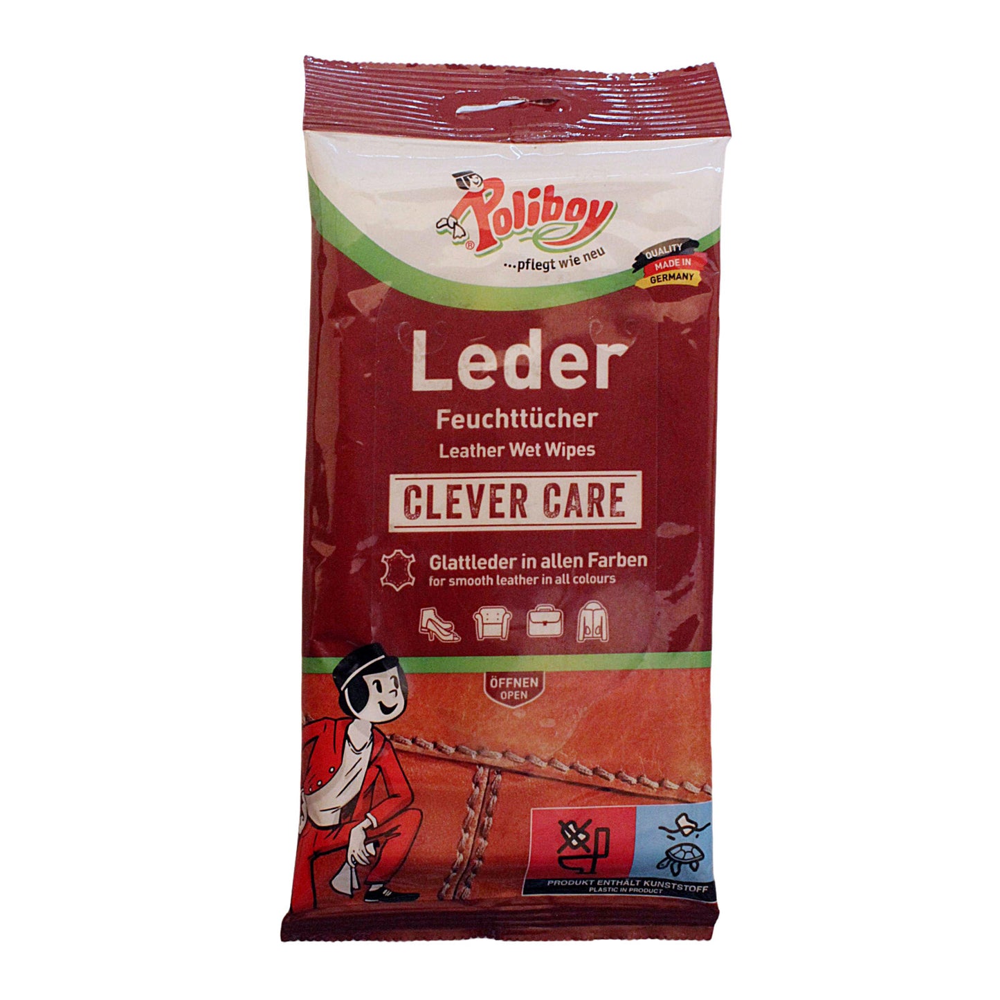 3x Poliboy Lederpflege Feuchttücher 3x20 Stk Reinigung Schutz Pflege Glanz Leder