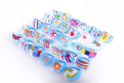 30 bunte Ringe Set Modeschmuck Party Deko Geschenkidee Schmuck Mix unter 1€/Stk