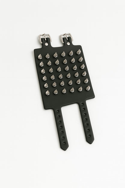Lederarmband mit kleinen Spikes 7-reihig Nieten Schwarz Biker Rocker Gothic