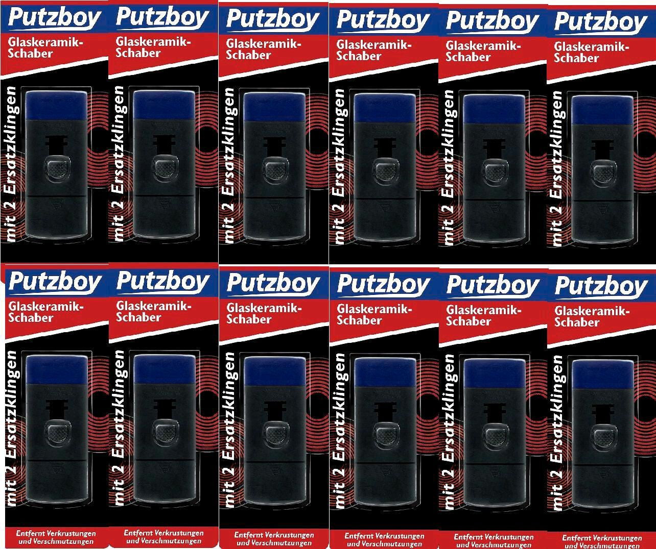 12x Glaskeramik Schaber Set Putzboy Ceranfeld Reiniger mit je 2 Ersatzklingen