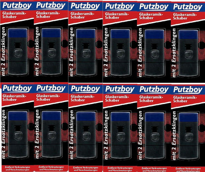 12x Glaskeramik Schaber Set Putzboy Ceranfeld Reiniger mit je 2 Ersatzklingen