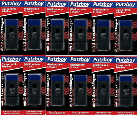 12x Glaskeramik Schaber Set Putzboy Ceranfeld Reiniger mit je 2 Ersatzklingen