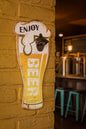 Schild Enjoy Beer mit Flaschenöffner 40x20 cm Drink Bier Deko Kneipe Bar Gastro