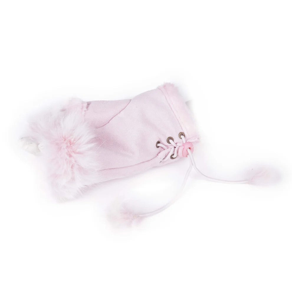 Fingerlose Kaninchen Fell Handschuhe Rosa Damen Accessoires Mode Festival Lolita