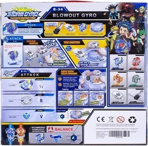 Brigamo Storm Gyro mit Kreisel und Zubehör Blowout Gyro Spiel Spielzeug Spaß