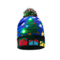 LED Licht Mütze Dino Blau Weihnachtsmütze Weihnachten Bommel Beanie Strickmütze