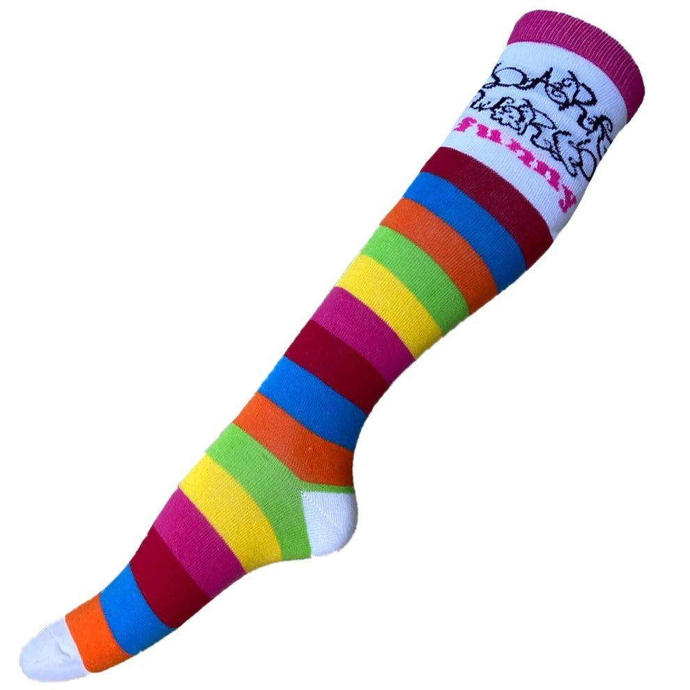 4er Set Overknee Socken bunt mit Monster Strümpfe Kniestrümpfe Baumwolle