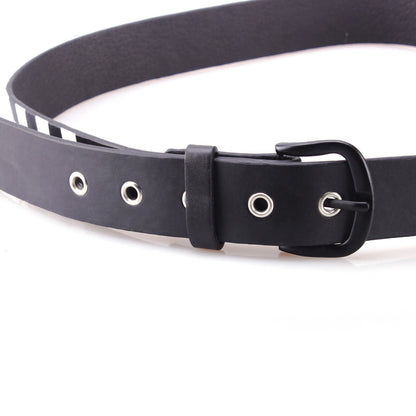 Gürtel Belt Schwarz/Weiß kariert Unisex Gürtel Jeansgürtel Karomuster Mode Rocker