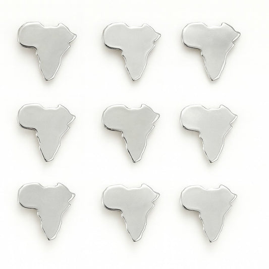 9er Set Anstecknadeln Silberfarben Afrika Brosche ca. 2 cm Pin Patch Schmuck