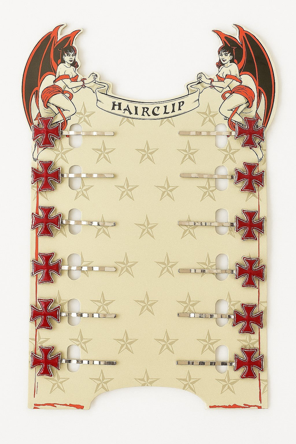 12x Haarklammern Kreuz Rot Haarspangen Haarclips Rockabilly Retro Gothic Punk