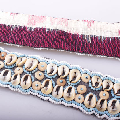 Muschelgürtel Blau/Weiß Ethno Taillen Gürtel Belt Festival Ibiza Boho Perlen Hippie