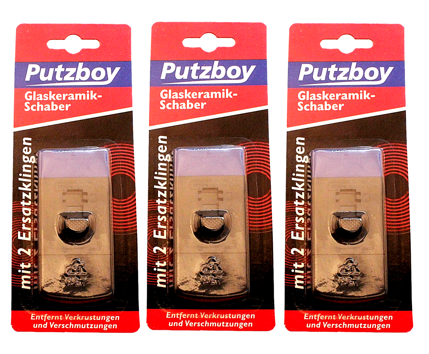 3x Glaskeramik-Schaber Putzboy Herd reinigen Ceranfeld Kochfeld sauber Glas