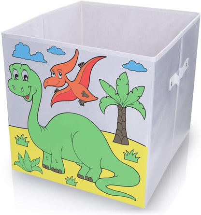 diMio Aufbewahrungsbox Dino 35x35x33cm zum bemalen inkl. Buntstifte Faltbox Korb