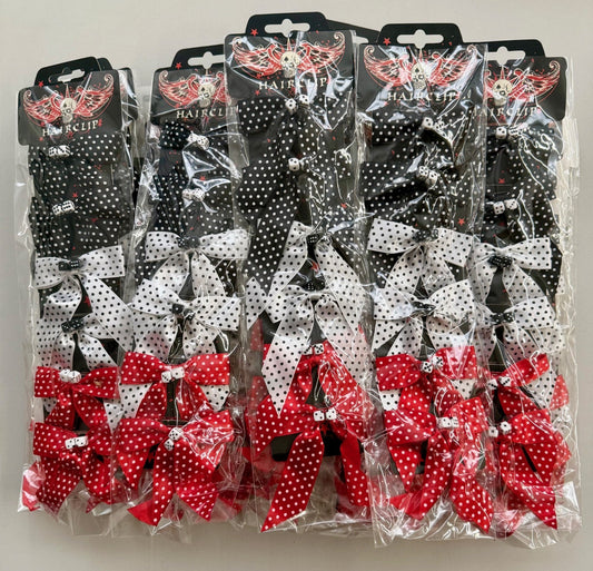 Karton mit min. 72 Haarclips Schwarz/Weiß/Rot Würfel Restposten Posten A Ware